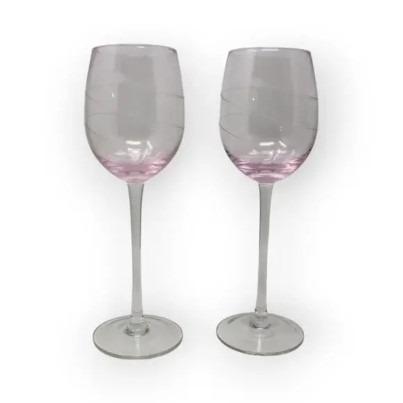 8 Lenox TUSCANY SEASONS PASTEL GOBLETS Crystal Water Wine Swirl Cut Etched - Picture 6 of 11